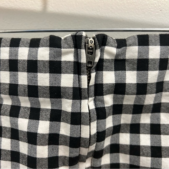 Free People Modern Femme Skirt 8 Mini Gingham plaid black white stretch - Picture 6 of 10